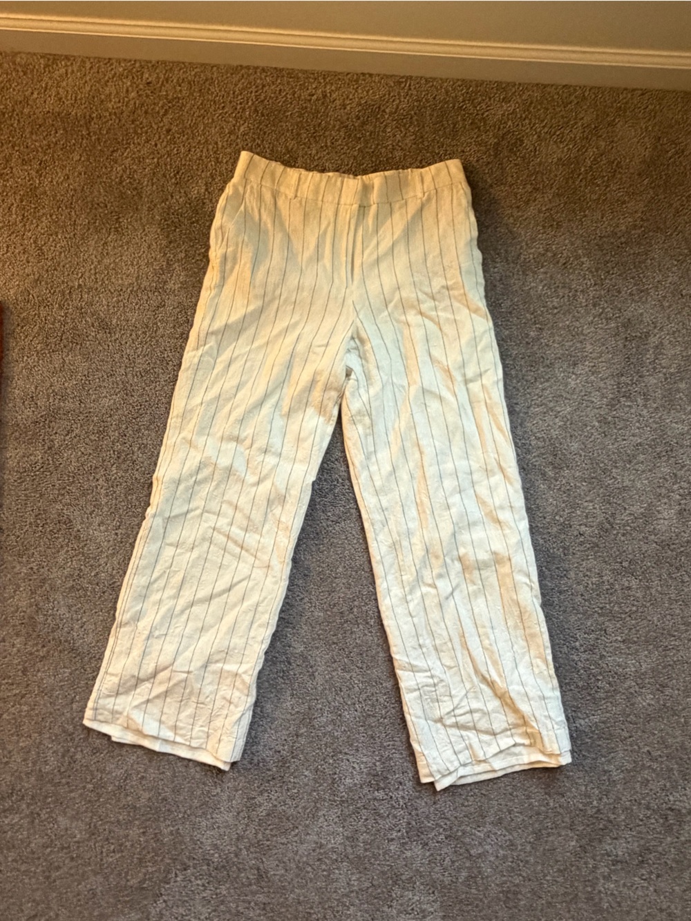 Rachel Zoe Cream Pants with Thin Black Pinstripes